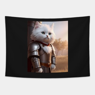 Cat in Armor - Modern Digital Art Tapestry