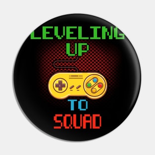 Promoted To Squad T-Shirt Unlocked Gamer Leveling Up Pin