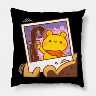 Scary Ghost Innocent Bear Polaroid Pillow