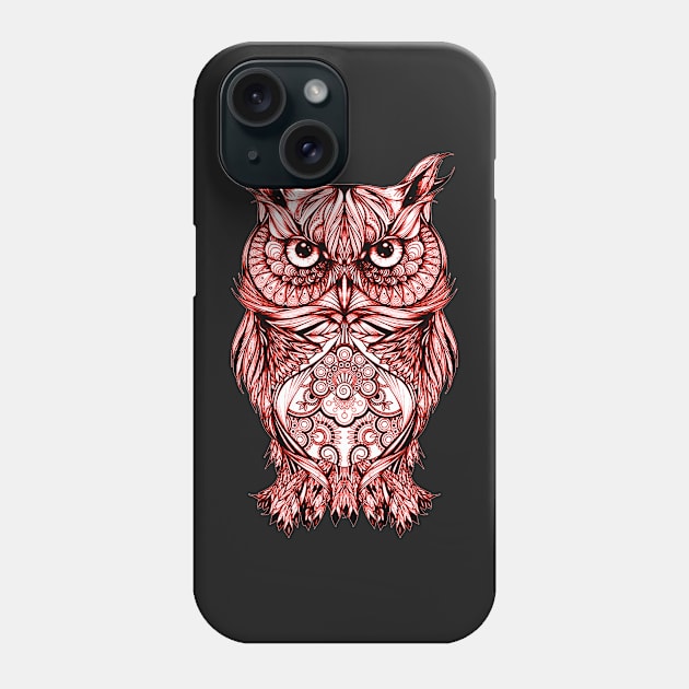 Artsy Artistic Style Design Of A Red Owl Phone Case by Atteestude