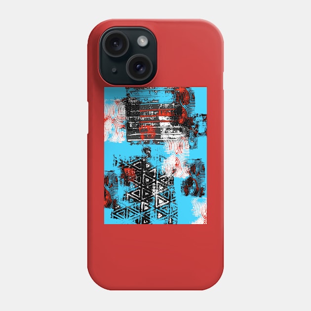 Digital Aqua Block Print Phone Case by Minxylynx4