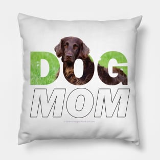 Dog Mom - flatcoat oil painting wordart Pillow