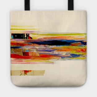 modern abstract painting rainbow Tote