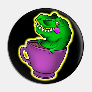 Dinosaur loves coffee Pin