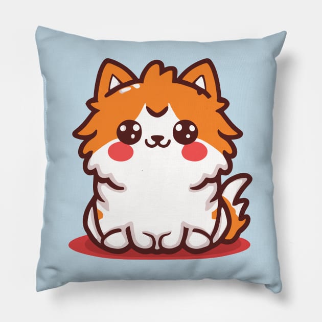 cute persian cat cartoon Pillow by Kawaii Bomb