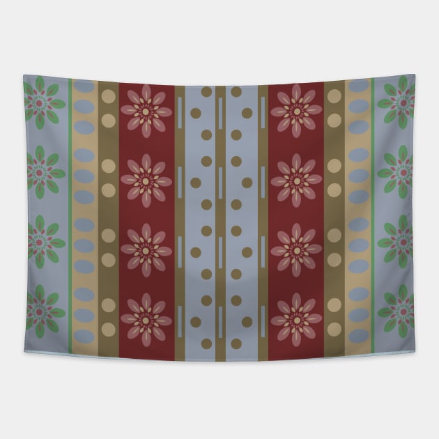 Striped decorative floral pattern Tapestry by oknoki