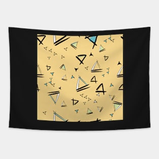 Doodle Triangles on a yellow background Tapestry