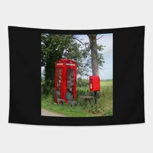 Red phone and post box. Tapestry