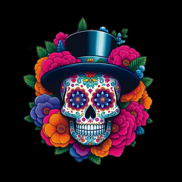 Sugar Skull Art - Top Hat Skull by ImaginativeInkPOD