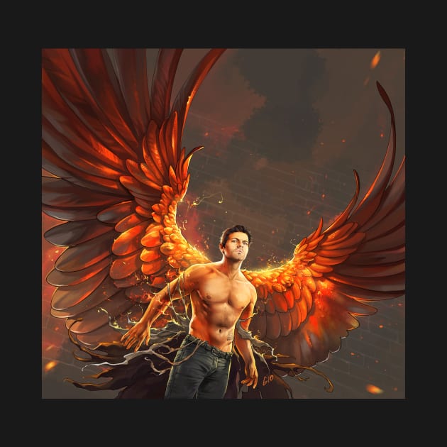 Castiel with Fire Wings by GioGui