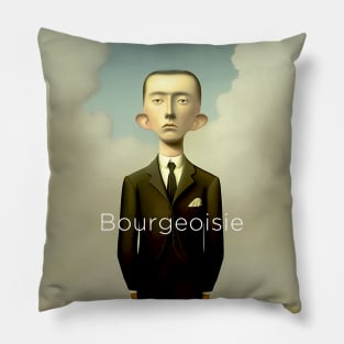 Bourgeoisie: A bourgeoisie man stands alone on a Dark Background Pillow