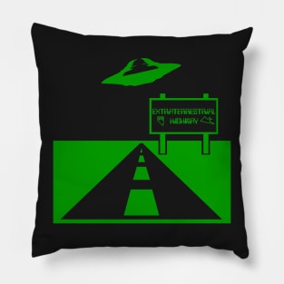 UFO over the Road Pillow