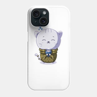 Kawaii cat and warm coffee Phone Case