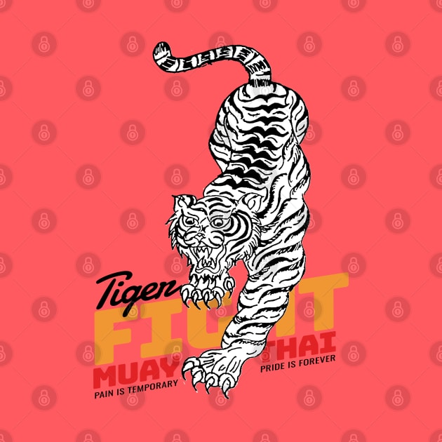 Muay Thai Tiger Tattoo Born to Fight by KewaleeTee