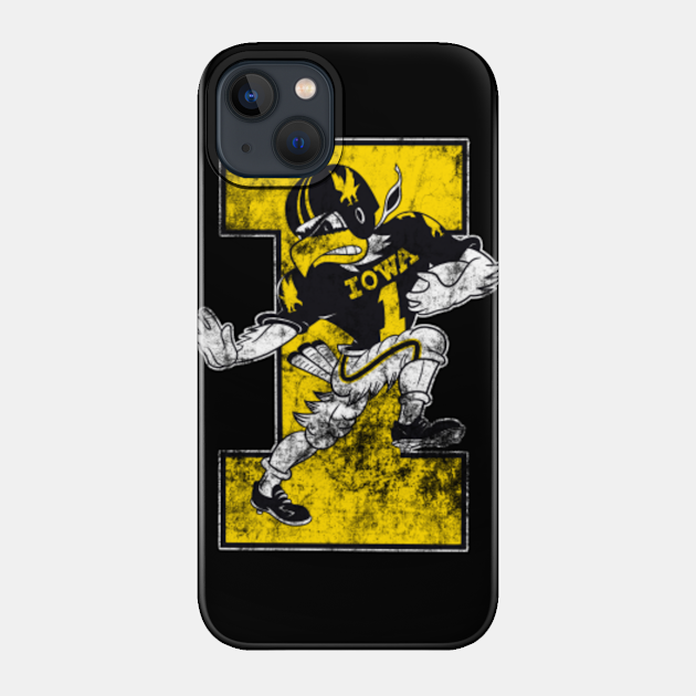 Viintage Iowa Hawkeyes Football Mascot Distressed Version - Hawkeyes - Phone Case