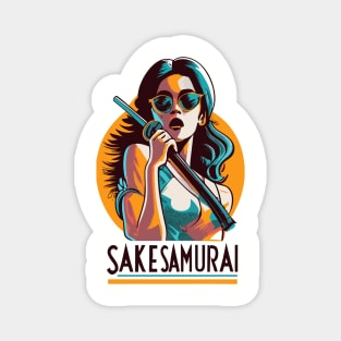 Sake Samurai Japan - Japanese Vintage Food Art Magnet