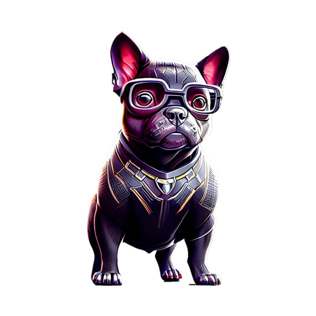 Frenchie in Sleek Feline Attire by fur-niche