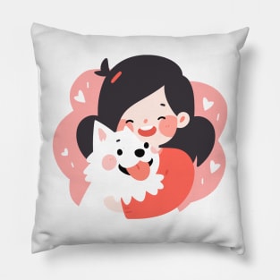 Just a Girl and her dog illustration III Pillow