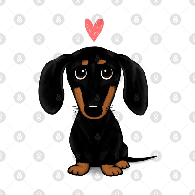 Black and Tan Dachshund with Heart by Coffee Squirrel