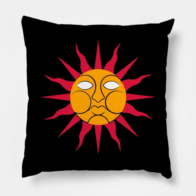 Wicker Man Folk Horror Sun Sigil Pillow by The Sarah Gibs