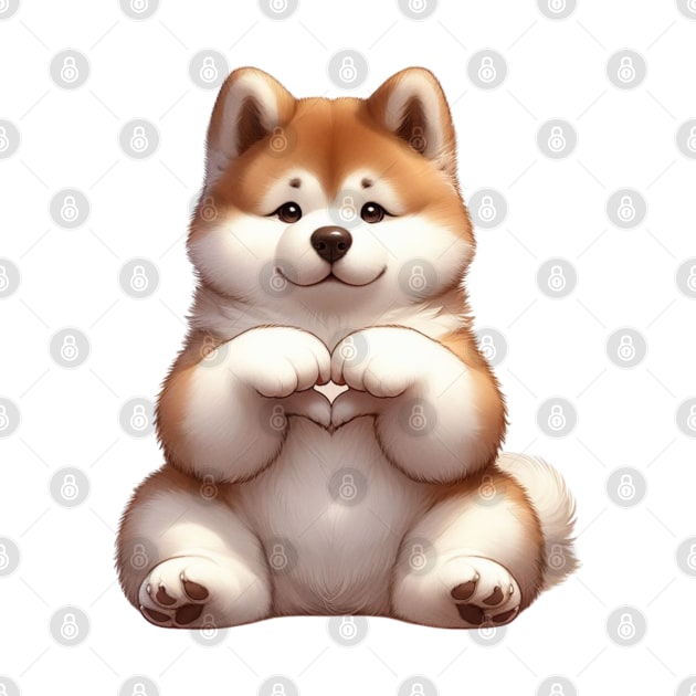 Valentine Akita Dog Giving Heart Hand Sign by Chromatic Fusion Studio