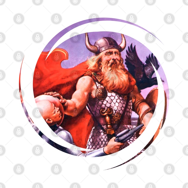 bearded viking with logo face and horns on his head by REVISTANGO