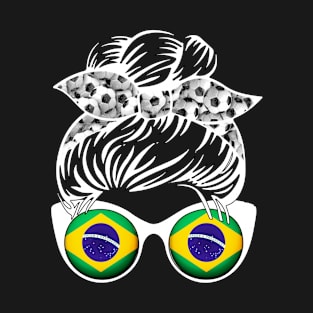 Brazil Football Messy Bun T-Shirt