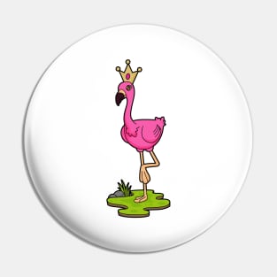 Flamingo as Princess with Crown Pin