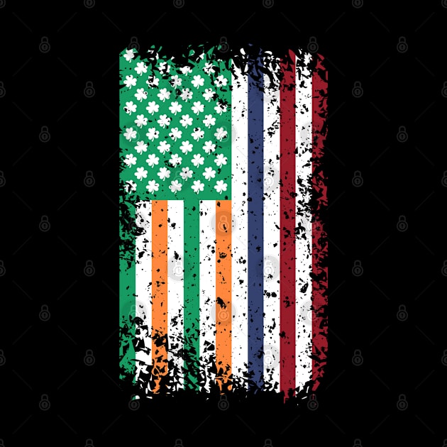 Irish American Flag & Shamrock Leaves by Teeziner