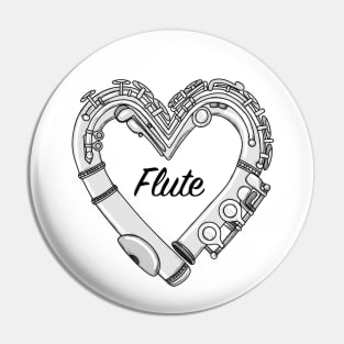 Love Flute Heart-Shaped Doodle For Flutists Pin