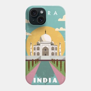 Agra, India. Retro travel poster Phone Case