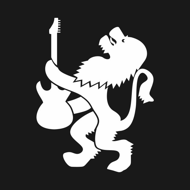 Lion guitarist (white print) by aceofspace