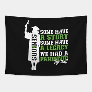 Pandemic Graduation | White And Green Text Funny Graduation Tapestry