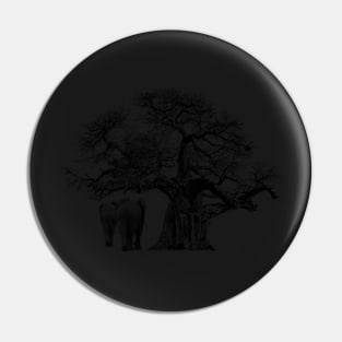 Giant Baobab Tree and Elephant Artwork Pin