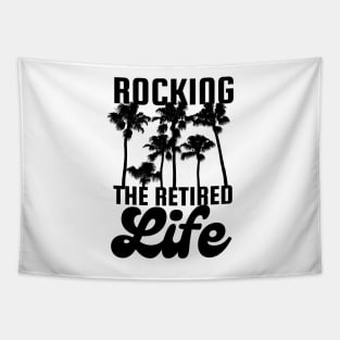 Rocking The Retired Life Palm Trees Black Design Tapestry