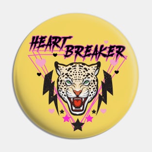 Retro Anti-Valentines Day Heart Breaker 80s 90s Leopard Pin