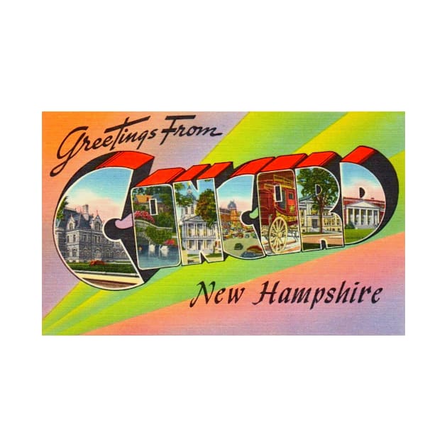 Greetings from Concord, New Hampshire - Vintage Large Letter Postcard by Naves