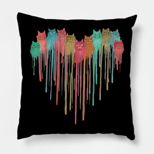 cat love watercolor Pillow