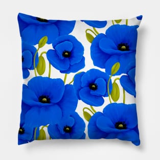 Blue Poppy Pattern Pillow