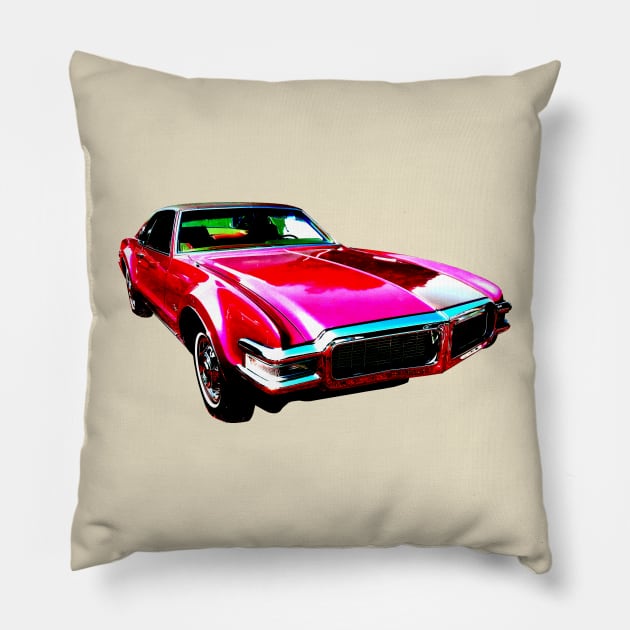 Oldsmobile Toronado 1968 American classic car high contrast red Pillow by soitwouldseem