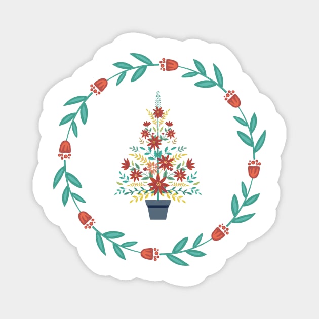 Retro Poinsettia Ornament Magnet by SWON Design