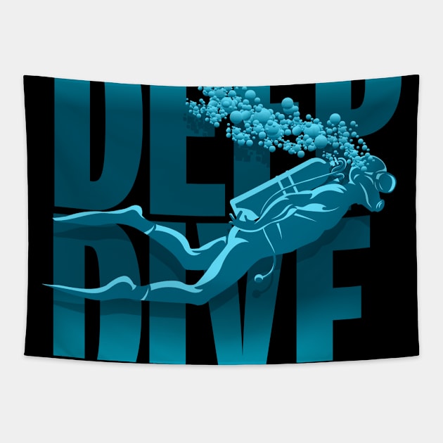 Scuba Diving Reef Diving Freediving Spearfishing prints graphic Tapestry by Vector Deluxe