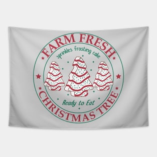 Cute Farm Fresh Christmas Tree Cake, Vintage Logo Tapestry