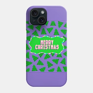 Geometric Christmas Tree with Purple Background Phone Case