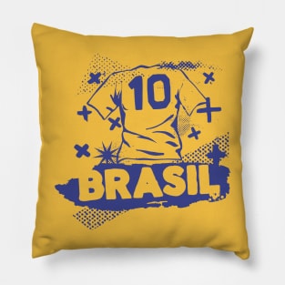 Vintage Brazil Football // Retro Grunge Brasil Soccer Pillow