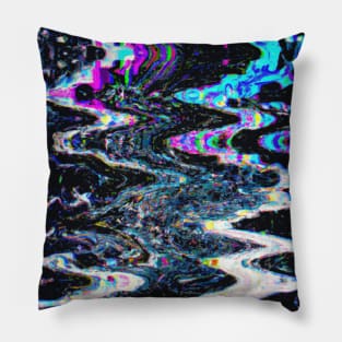 Blue and Pink Marbled Glitch VHS Pillow