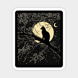 Cat Starry Night Reflection Magnet