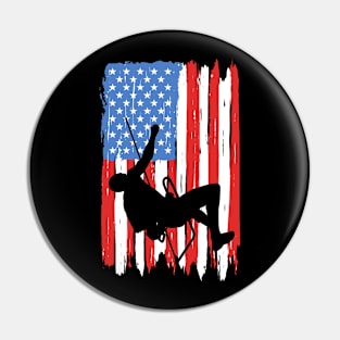 American Flag Climbing Graphic Pin