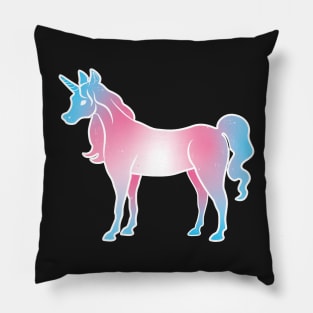 Trans Pride Unicorn on Black Pillow