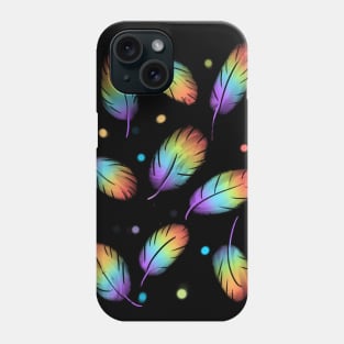 Pastel Rainbow Leaves on black Phone Case